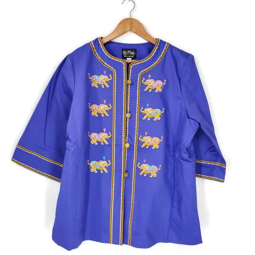 Bob Mackie Wearable Art Mandarin Kimono Embroidered Jacket SZ 1X Elephants NWT
